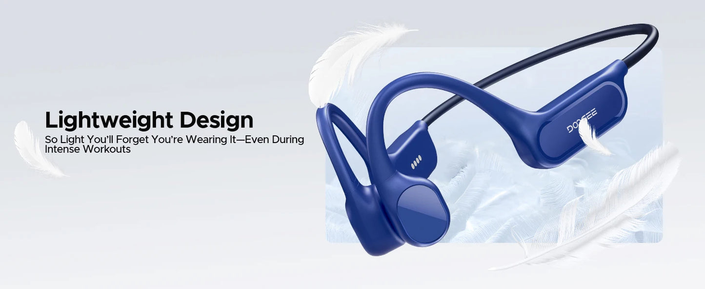 DOOGEE BoneBeat Swim Lite Casque Bluetooth 5.4 à Conduction Osseuse IP68 – 32 Go MP3, Open-Ear, Étanche pour Natation & Sport