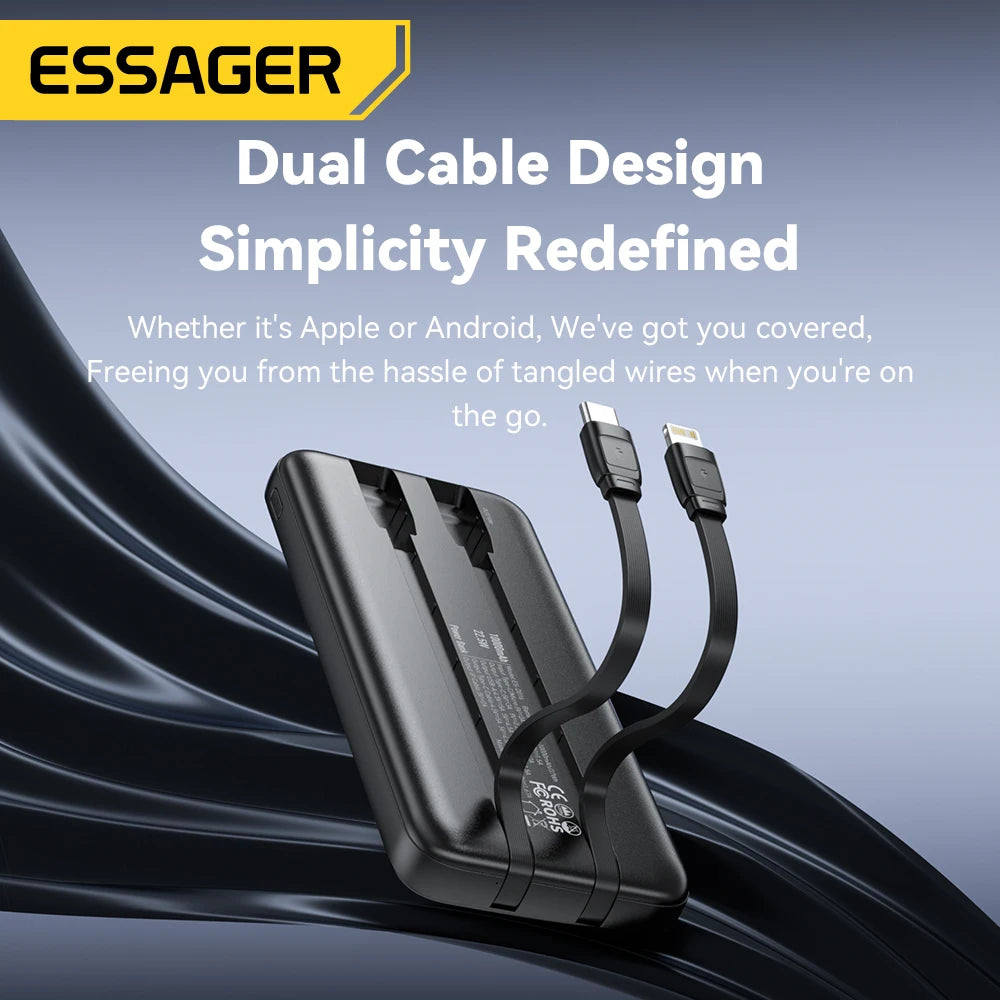 Essager Power Bank 22.5W avec Câble Intégré – Affichage Numérique – 20000mAh / 10000mAh