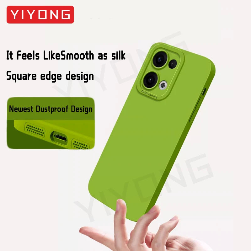 Coque YIYONG Silicone Liquide Soyeux pour OPPO Reno 13 / 13 Pro / 14 / 14 Pro – Étui Souple Antichoc 5G Global
