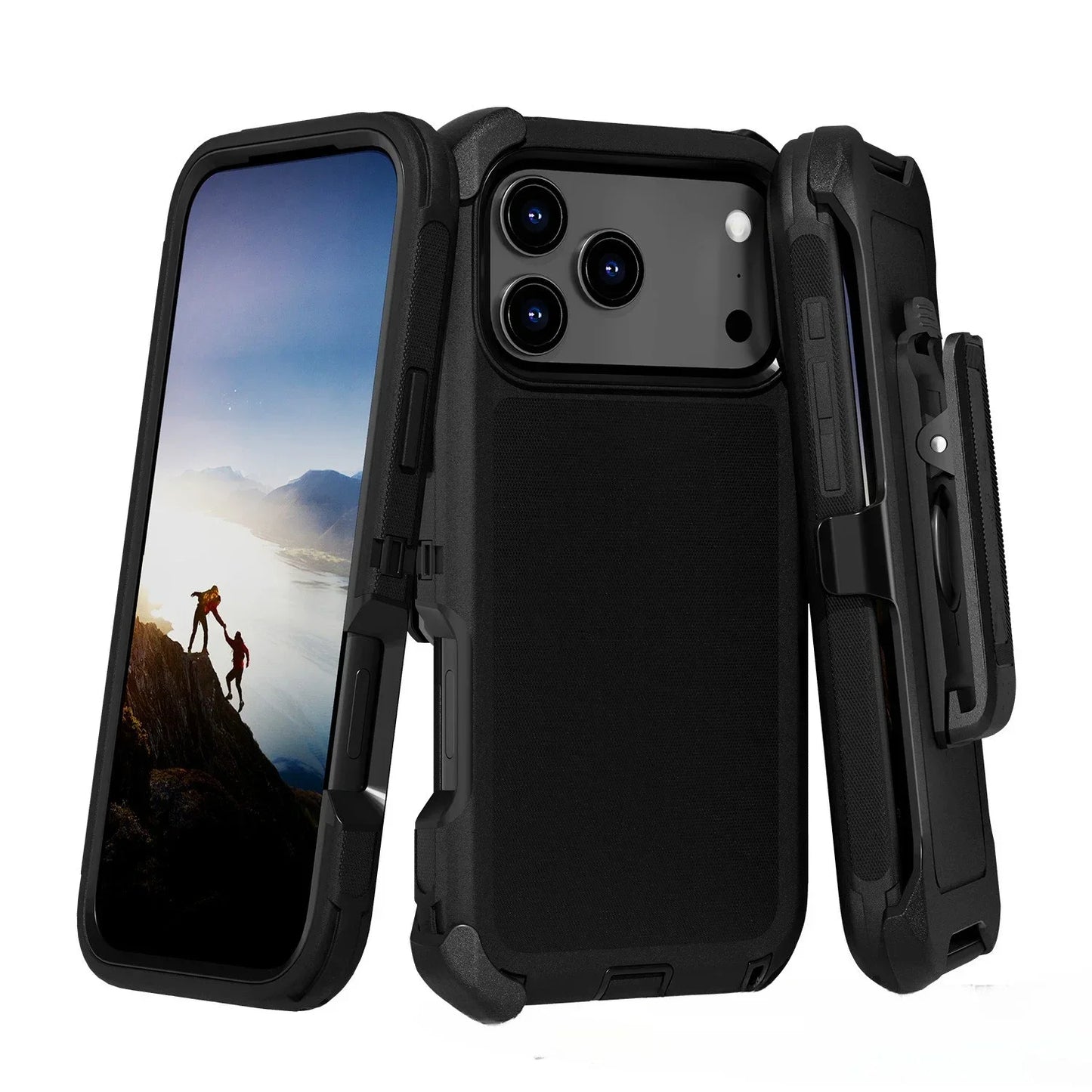 Étui Blindé Antichoc Bicolore avec Clip de Ceinture – Protection Renforcée pour iPhone 13 à 17 Air