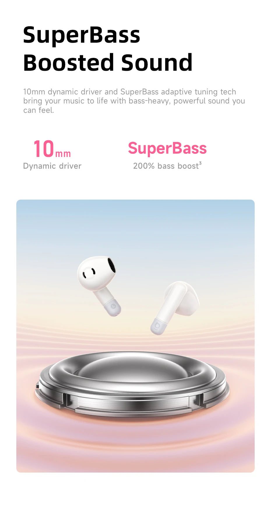 Baseus Bass BS2 Lite – Écouteurs Bluetooth TWS 6.0 semi‑intra‑auriculaires avec 2 micros AI ENC, 40h d’autonomie, IP55 et SuperBass
