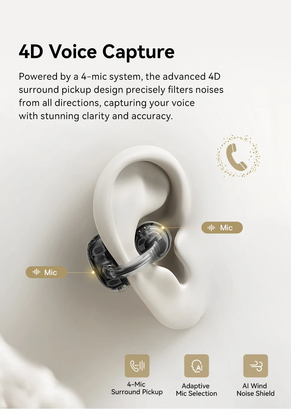 Baseus MC1 Pro Open-Ear TWS Wireless Earbuds – Bluetooth 6.0, IP67, 40H Battery, ENC 4-Mic, SuperBass 2.0