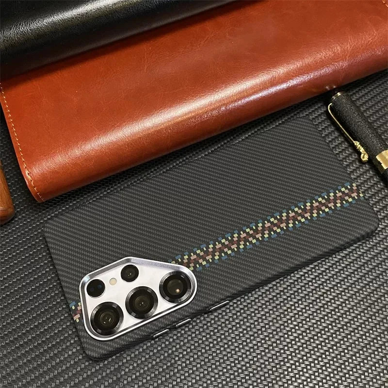 Pour Samsung Galaxy S26Ultra S26 S25 S24 S23 Ultra Plus, coque en fibre de carbone, MagSafe, charge sans fil, alliage, objectif, coque rigide