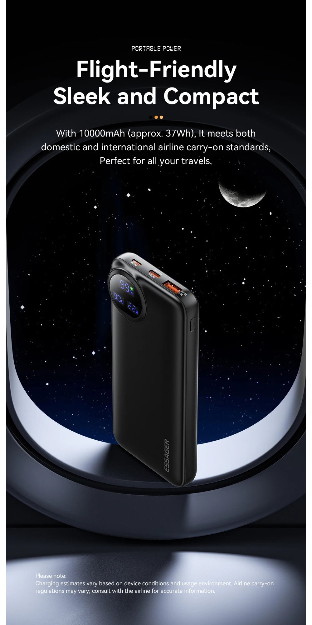 Essager Power Bank 22.5W avec Câble Intégré – Affichage Numérique – 20000mAh / 10000mAh