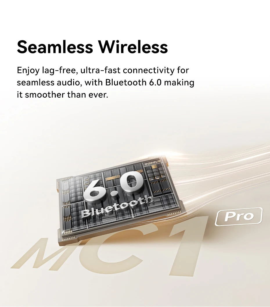 Baseus MC1 Pro Open-Ear TWS Wireless Earbuds – Bluetooth 6.0, IP67, 40H Battery, ENC 4-Mic, SuperBass 2.0