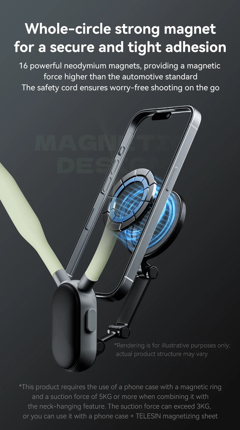 Support de Cou Magnétique TELESIN pour Smartphone – Vidéo POV Mains Libres