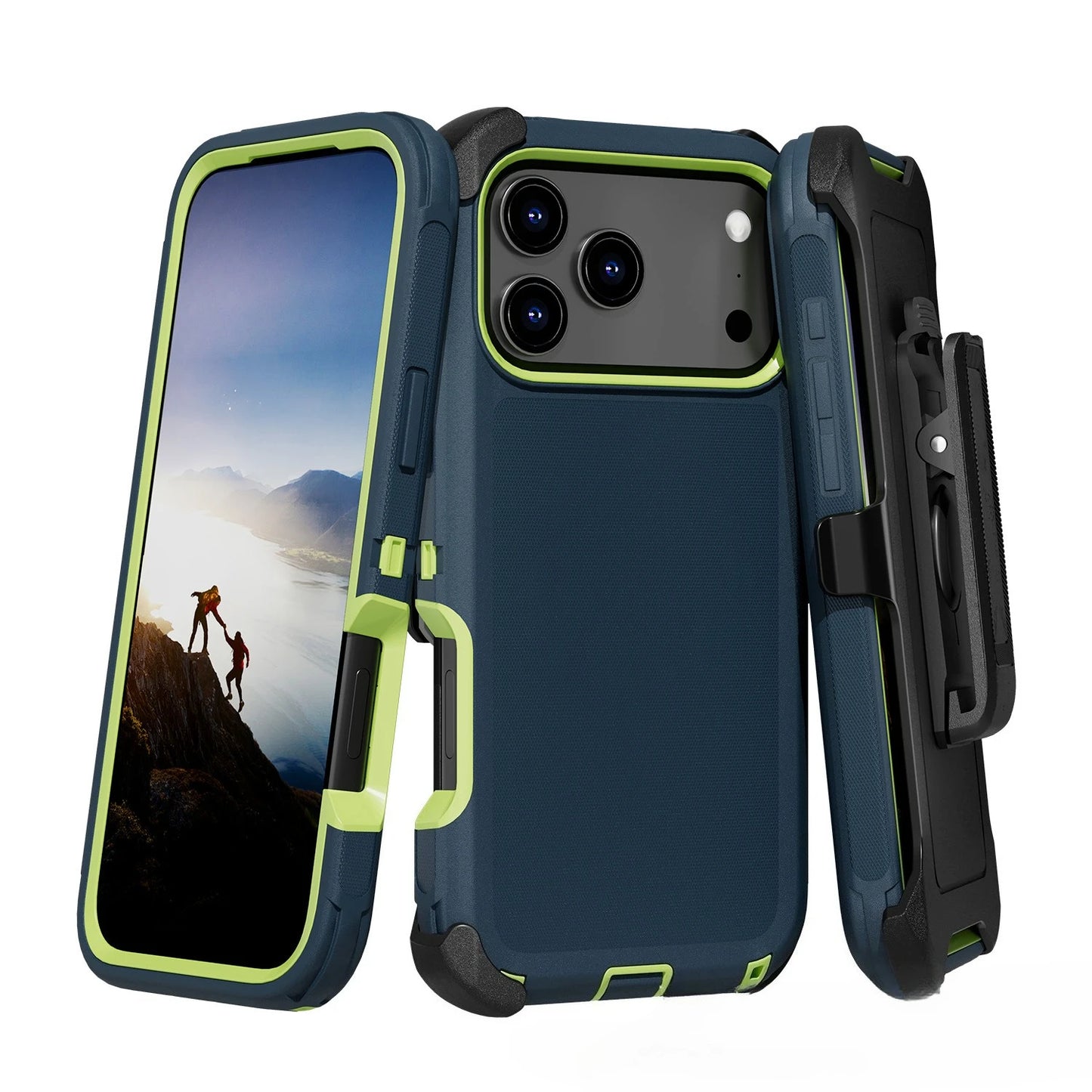 Étui Blindé Antichoc Bicolore avec Clip de Ceinture – Protection Renforcée pour iPhone 13 à 17 Air