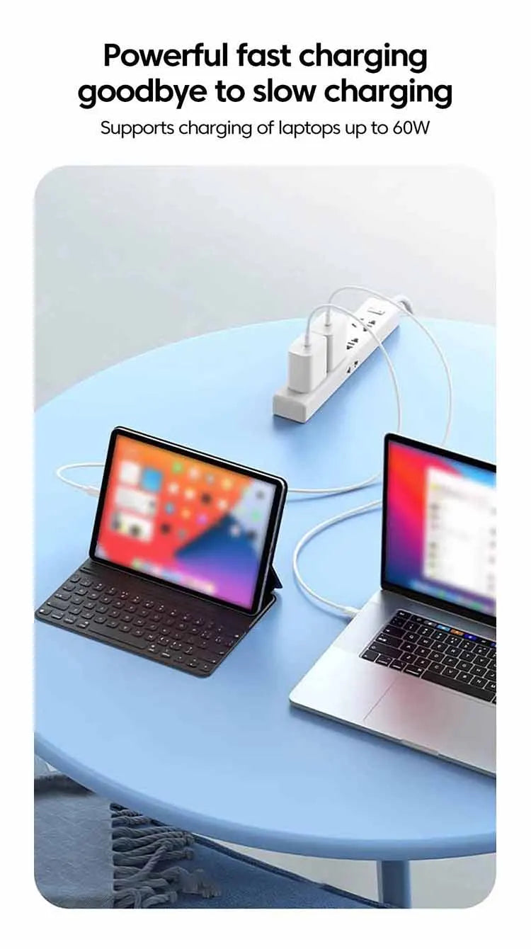 Chargeur OLAF rapide 40W Avec deux sorties USB‑C‑C PD QC3.0 avec câble Type‑C vers Type‑C