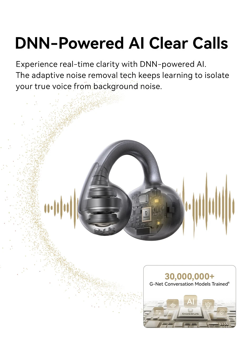 Baseus MC1 Pro Open-Ear TWS Wireless Earbuds – Bluetooth 6.0, IP67, 40H Battery, ENC 4-Mic, SuperBass 2.0