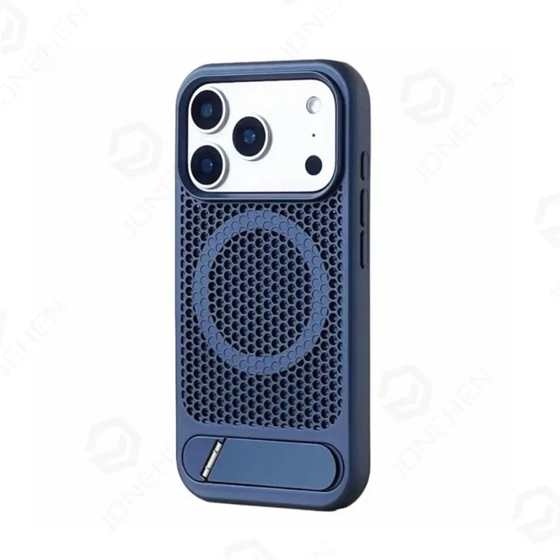 Coque magnétique antichoc avec support et dissipation thermique pour iPhone 17 / 16 / 15 / 14 / 13 – Pro, Pro Max, Normal, Air, Plus