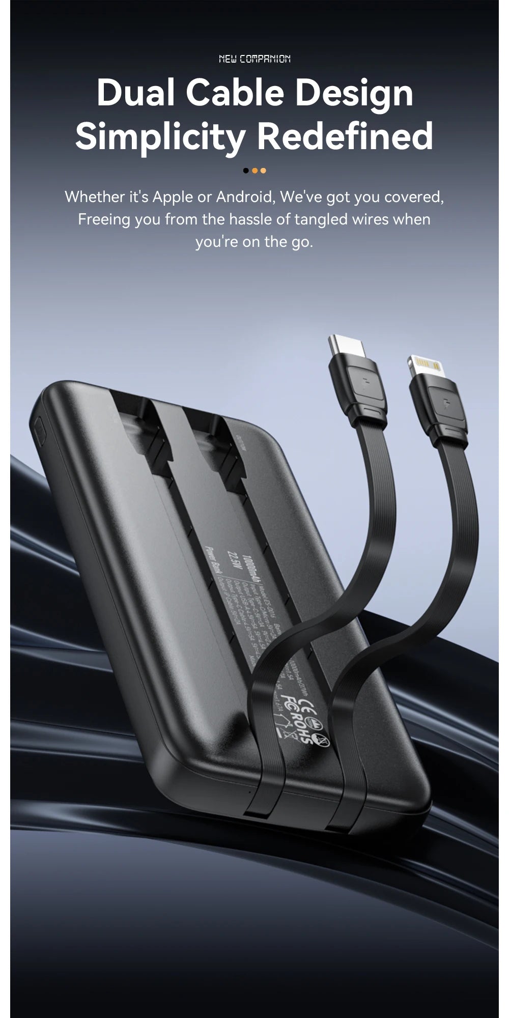 Essager Power Bank 22.5W avec Câble Intégré – Affichage Numérique – 20000mAh / 10000mAh