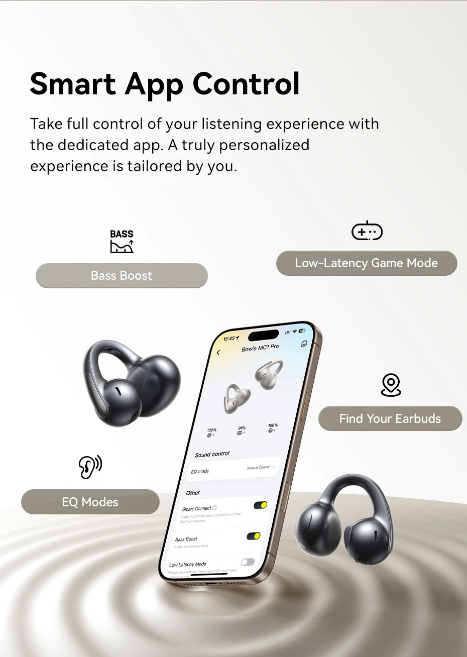 Baseus MC1 Pro Open-Ear TWS Wireless Earbuds – Bluetooth 6.0, IP67, 40H Battery, ENC 4-Mic, SuperBass 2.0