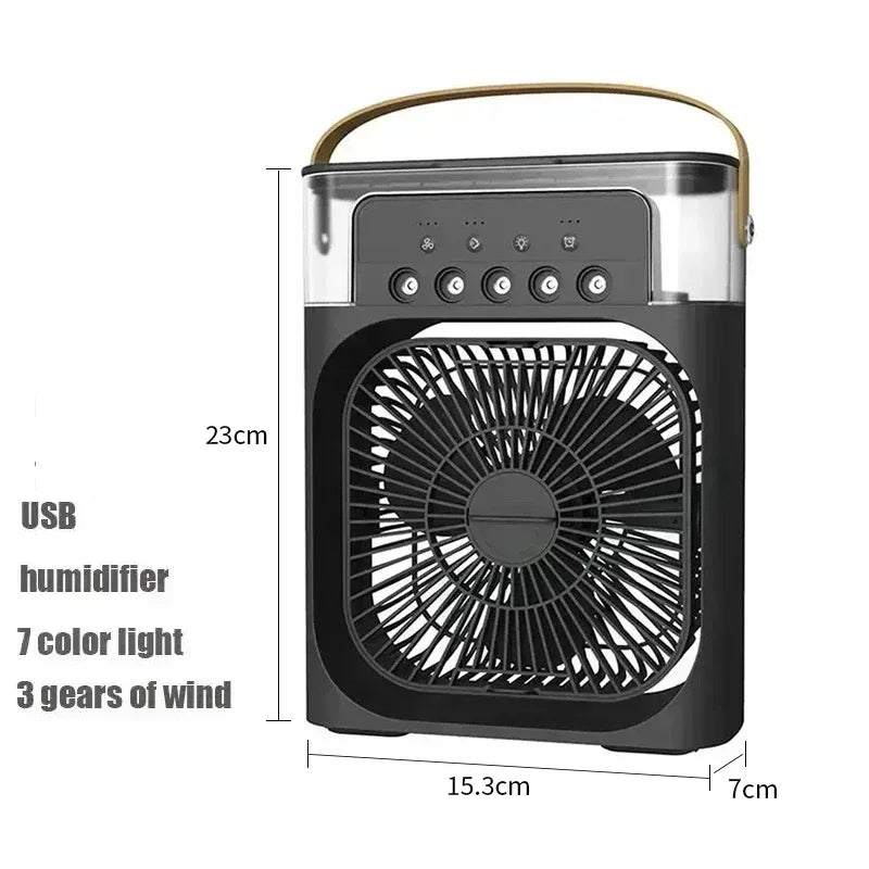 OIMG – Ventilateur Portable 3‑en‑1, Mini Climatiseur, Humidificateur & Veilleuse LED pour Maison et Bureau
