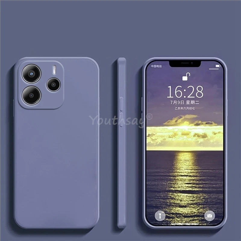Coque en silicone liquide unie pour Xiaomi – Protection anti‑chute pour Redmi Note 14 / 14 Pro Plus