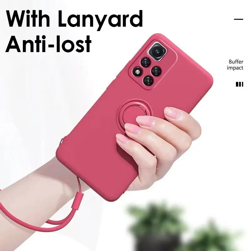Coque de téléphone avec support magnétique en Silicone liquide de luxe, étui arrière pour XiaoMi 13T 14T 15 Redmi 13C 4G Note 12 13 14 Pro Plus 5G