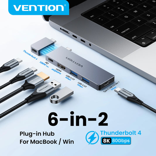 Vention USB‑C Plug‑in HUB – Thunderbolt 4, 6 Ports, Compatible Mac/iPhone/Windows