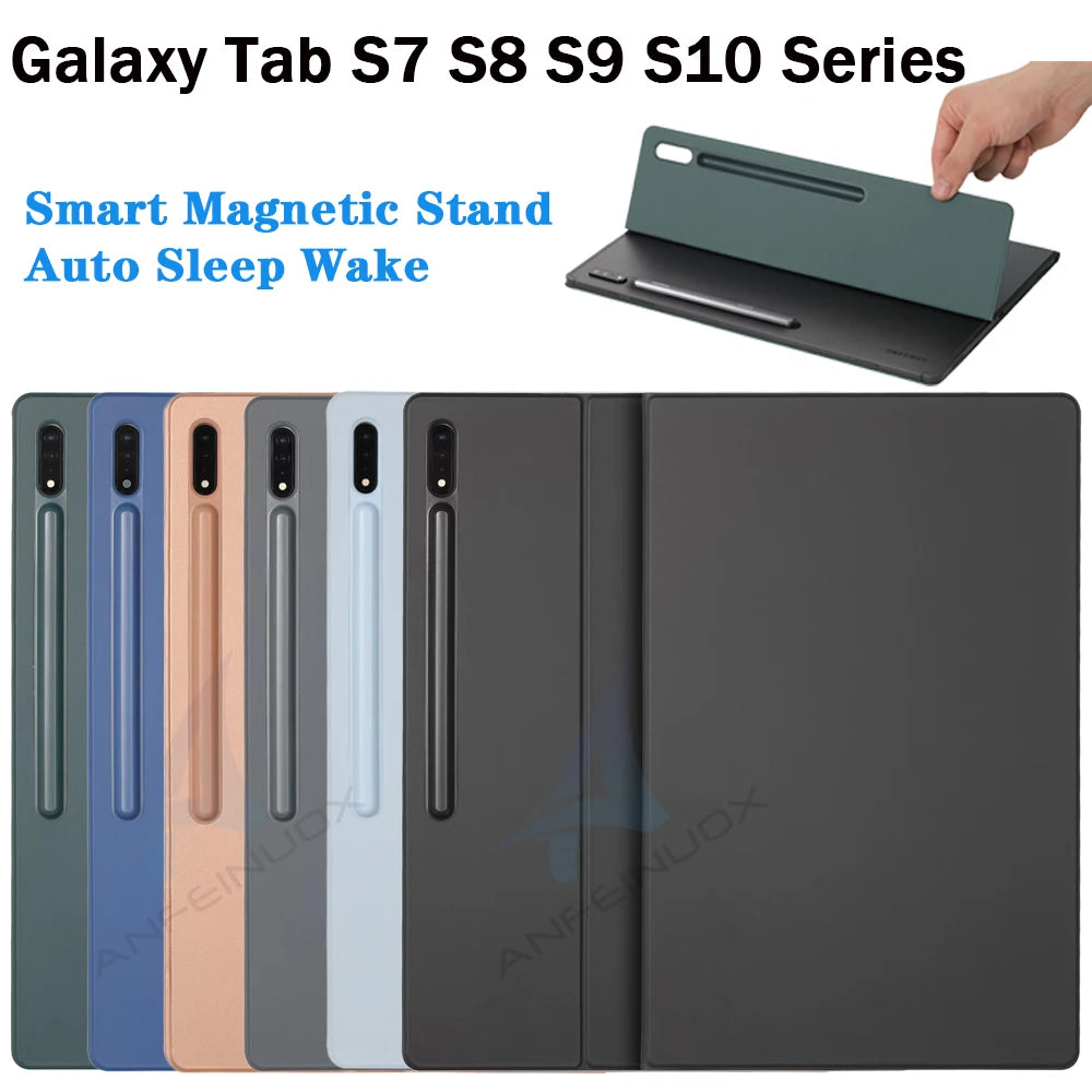 Étui Magnétique pour Samsung Galaxy Tab S7/S8/S9/S10 (10.9”–14.6”) – Support Multi‑Positions, Réveil Automatique & Porte‑Stylet Intégré