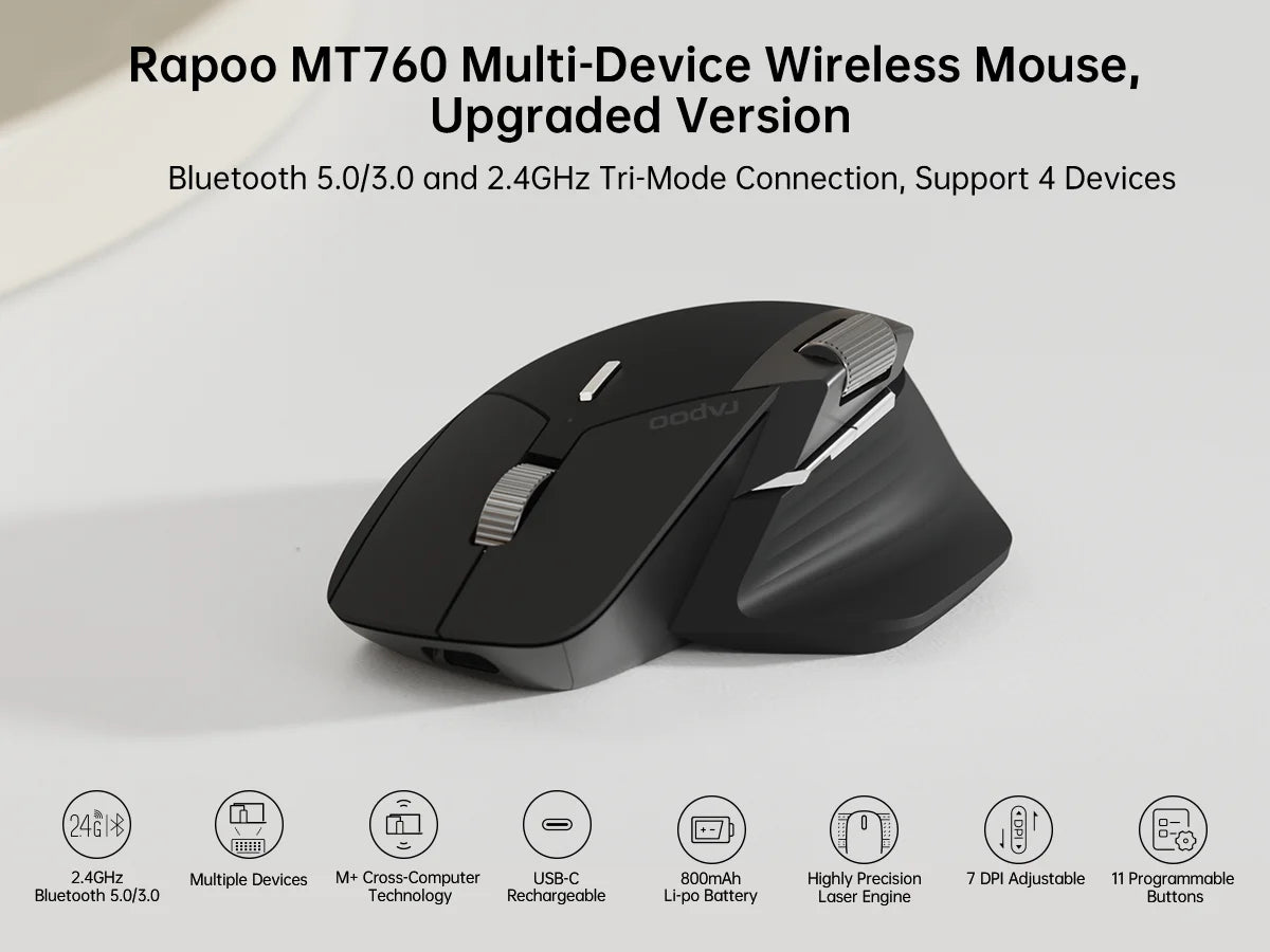 RAPOO MT760 – Souris Sans Fil Multi‑Appareils
