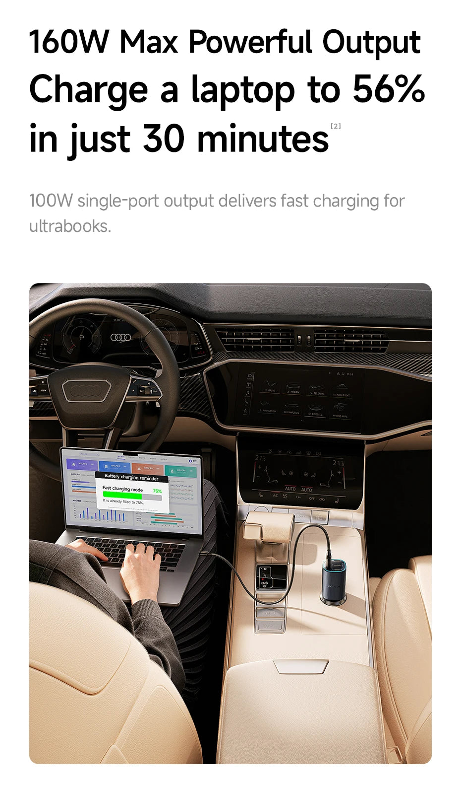 Baseus PrimeTrip VP2 – Chargeur Voiture Magnétique 160W, 3 USB-C + USB-A
