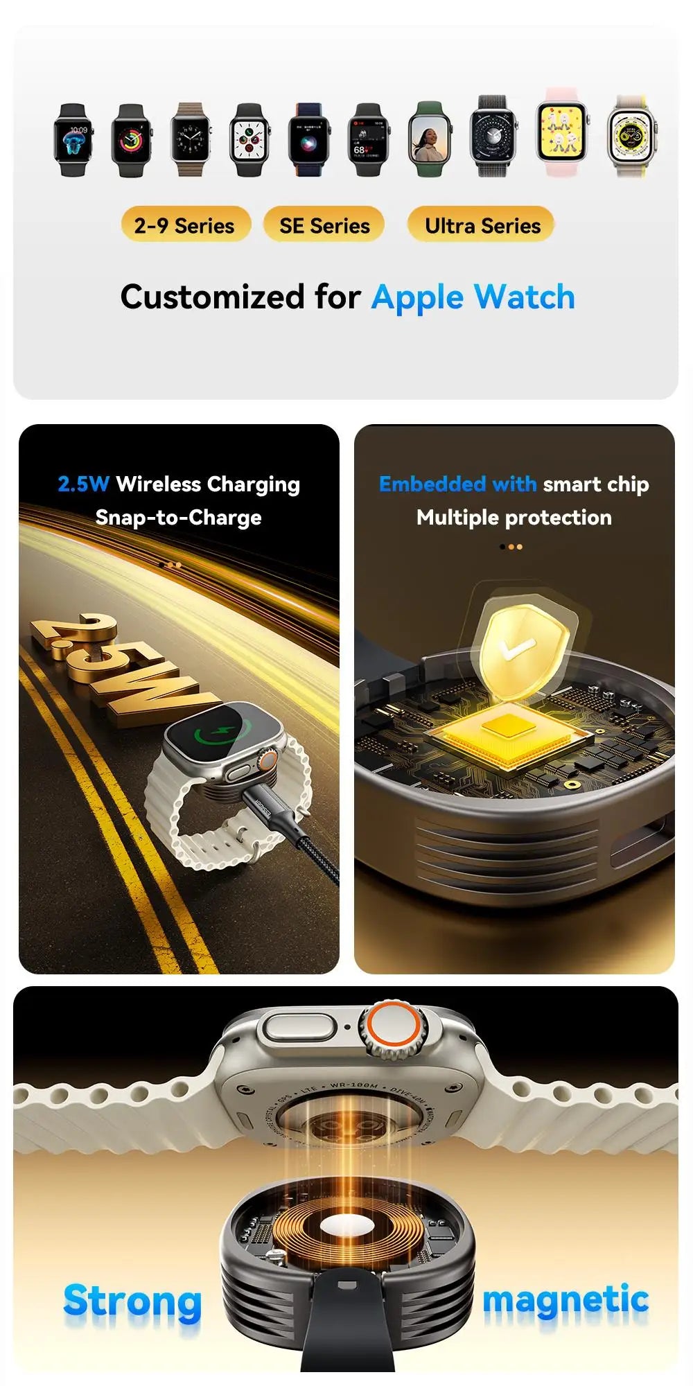 Chargeur sans fil magnétique Essager pour Apple Watch