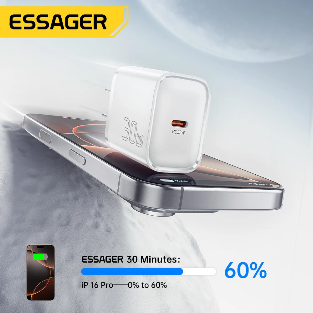 Essager Mini 30W Type‑C – Chargeur compatible avec tous les téléphones