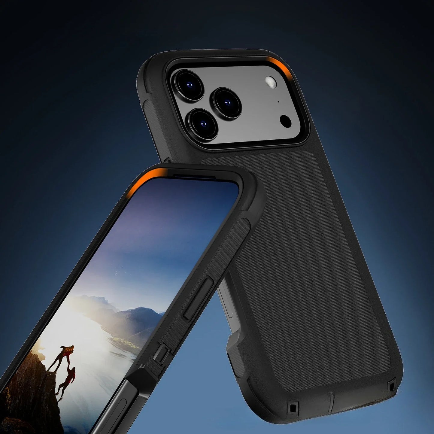 Étui Blindé Antichoc Bicolore avec Clip de Ceinture – Protection Renforcée pour iPhone 13 à 17 Air