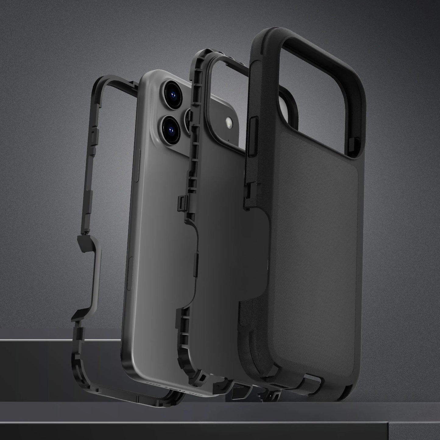 Étui Blindé Antichoc Bicolore avec Clip de Ceinture – Protection Renforcée pour iPhone 13 à 17 Air