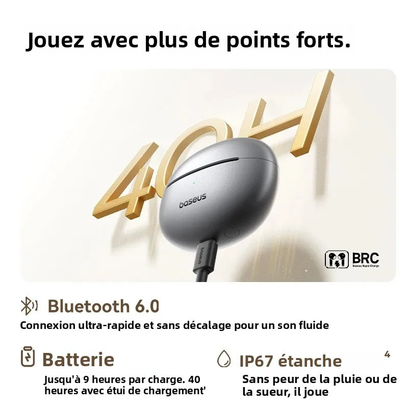 Baseus MC1 Pro Open-Ear TWS Wireless Earbuds – Bluetooth 6.0, IP67, 40H Battery, ENC 4-Mic, SuperBass 2.0