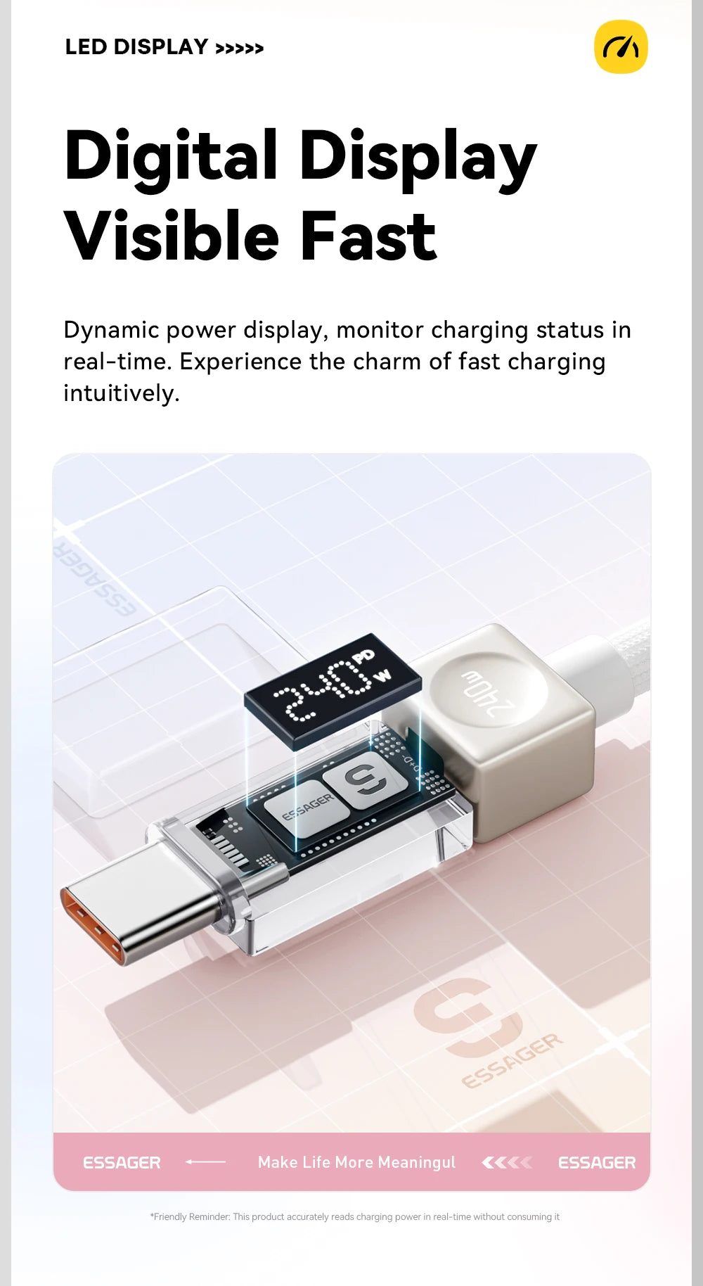 Câble USB‑C ESSAGER Version Haute Qualité & Originale 240W et 100W