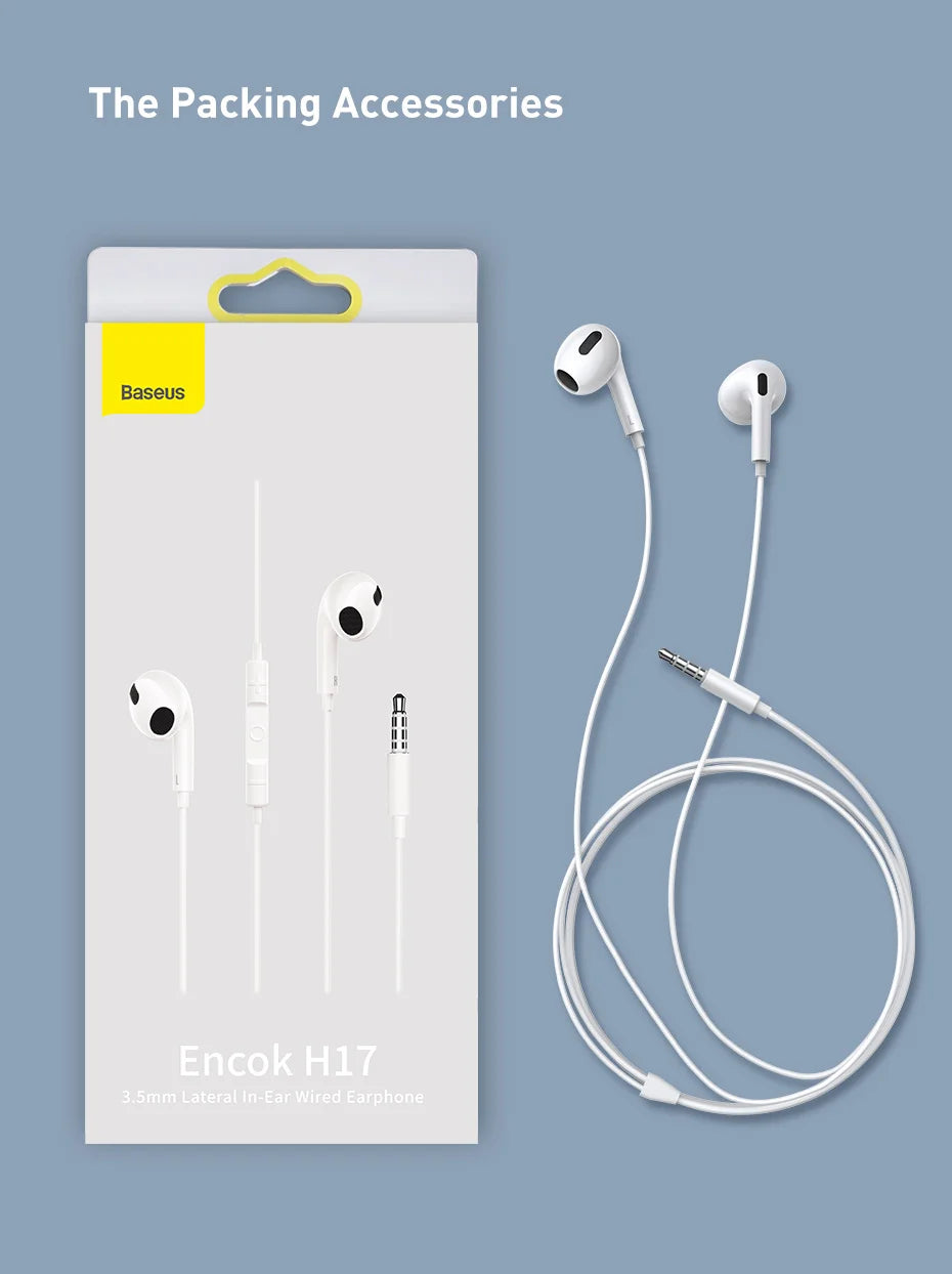 Écouteurs filaires Baseus H17 3,5 mm avec microphone