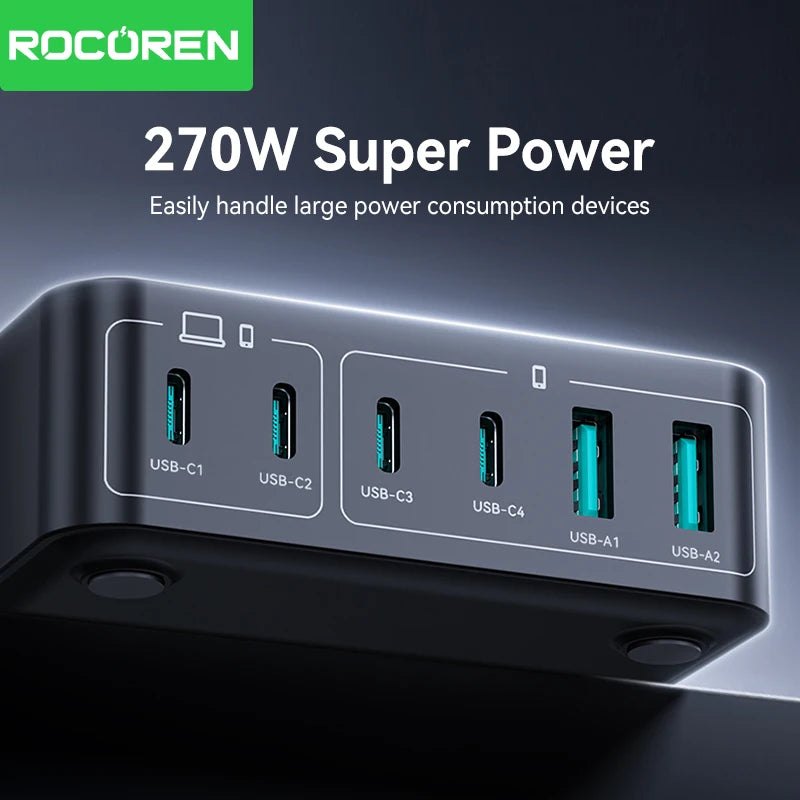 Chargeur Rocoren 270W multifonction (6‑en‑1) Station d’alimentation