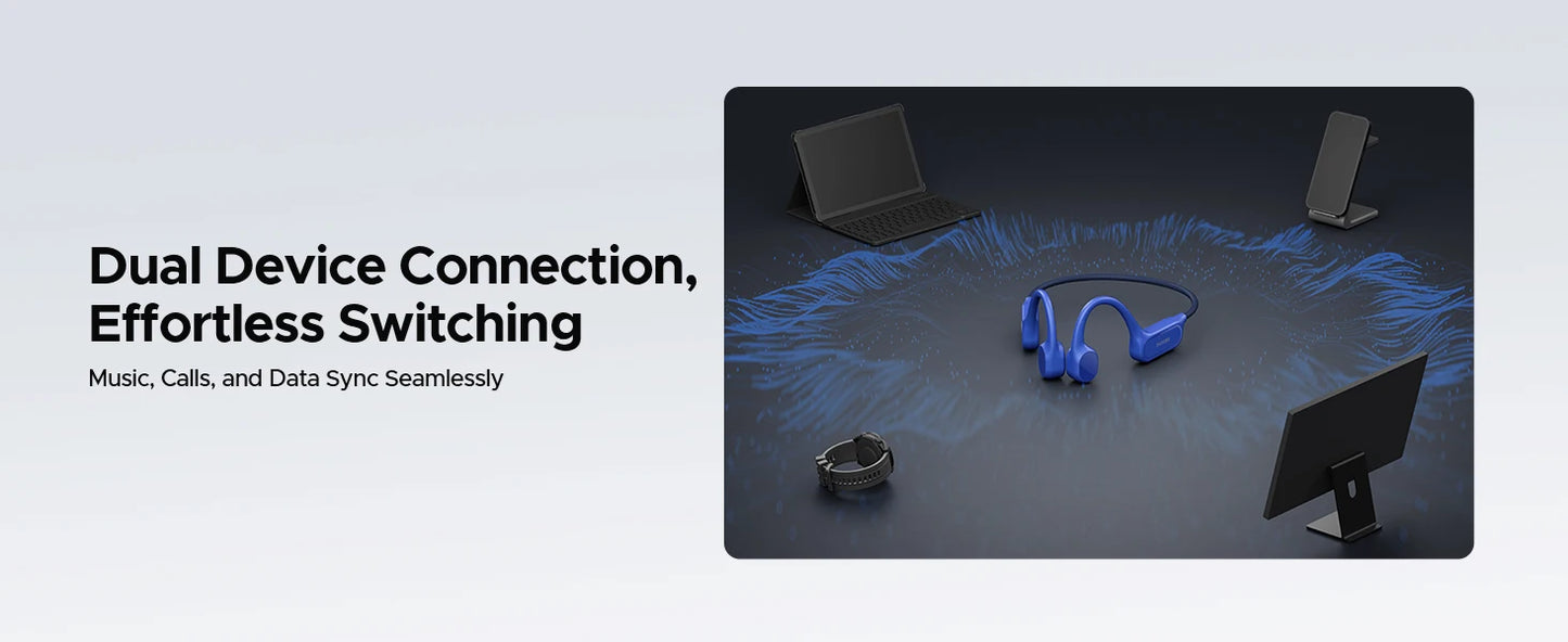 DOOGEE BoneBeat Swim Lite Casque Bluetooth 5.4 à Conduction Osseuse IP68 – 32 Go MP3, Open-Ear, Étanche pour Natation & Sport