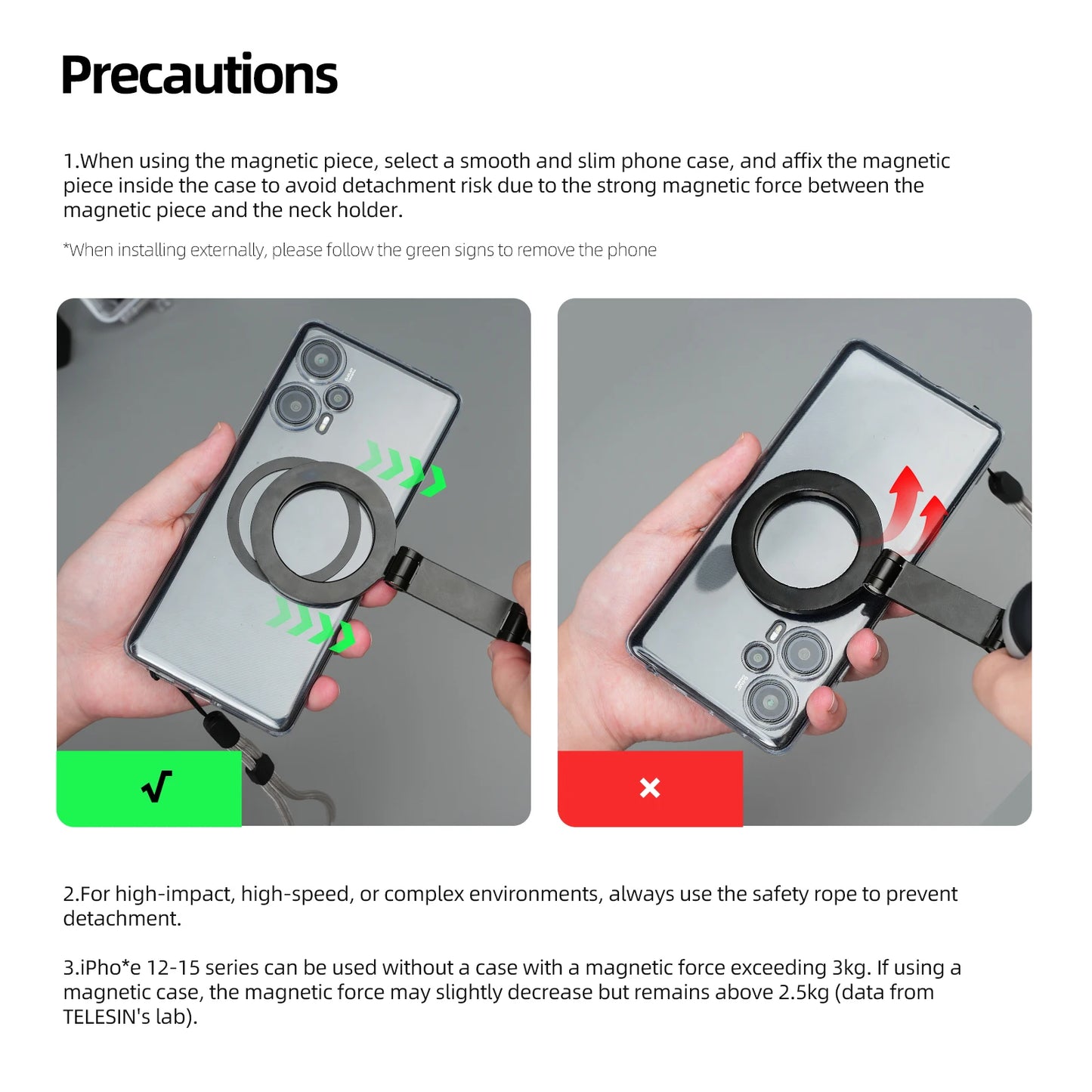 Support de Cou Magnétique TELESIN pour Smartphone – Vidéo POV Mains Libres