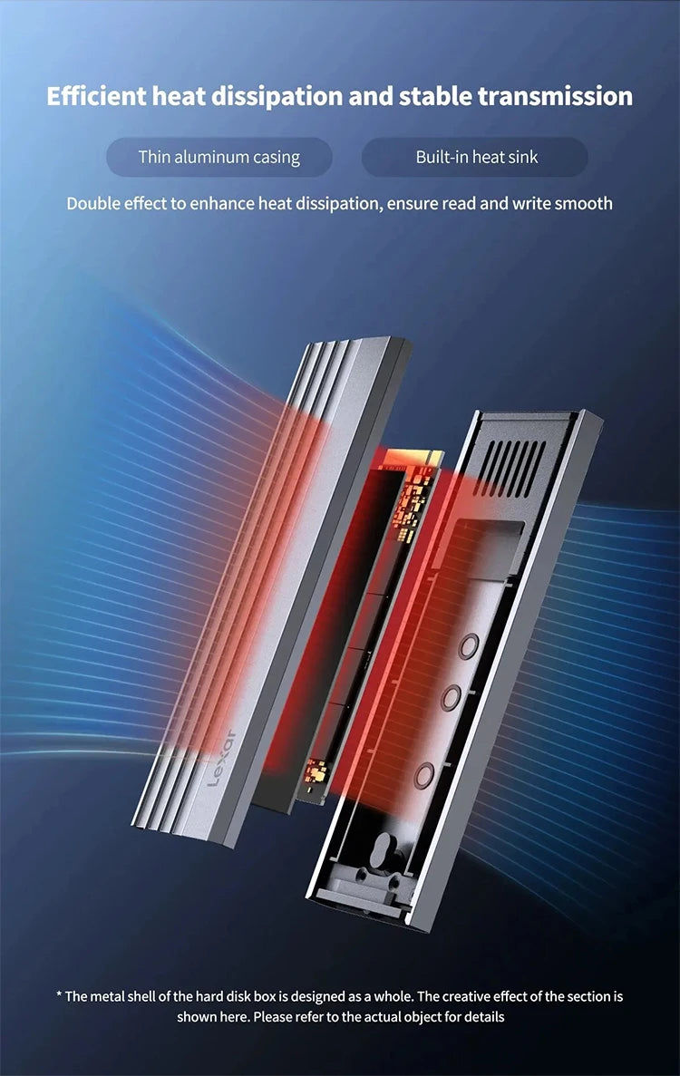 Boîtier Lexar E300 M.2 SSD Original – USB 3.2 Gen 2 Type‑C 10Gbps