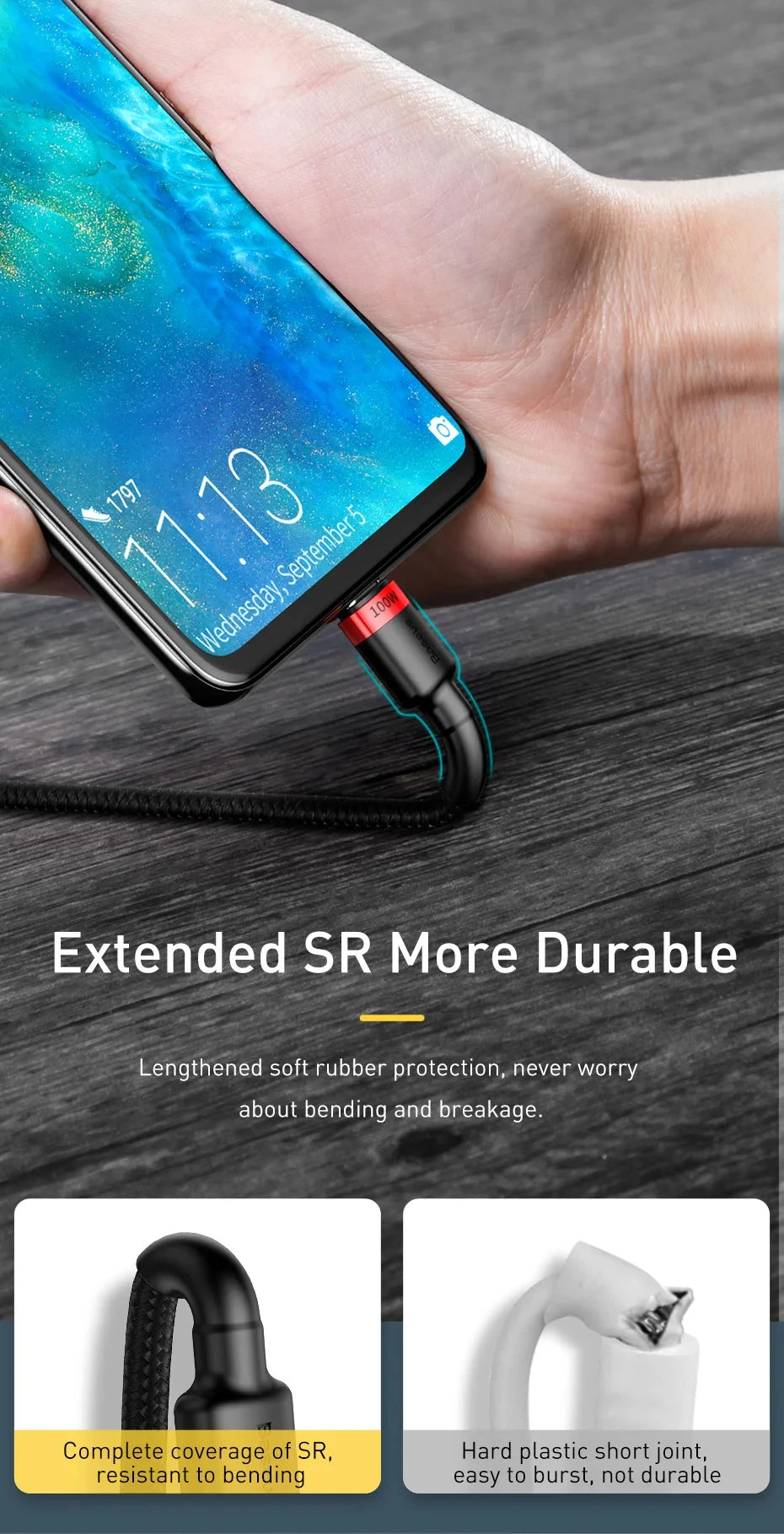 Baseus USB Type C To USB C Cable 100W/5A PD Fast Charging