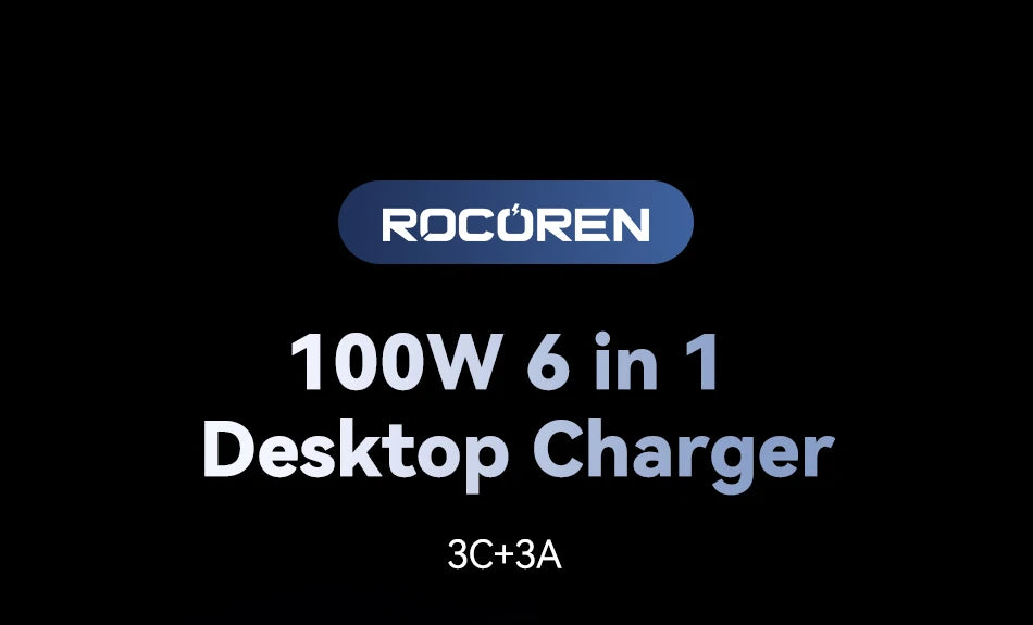 Chargeur Rocoren 100W 6 ports  technologie GaN hub