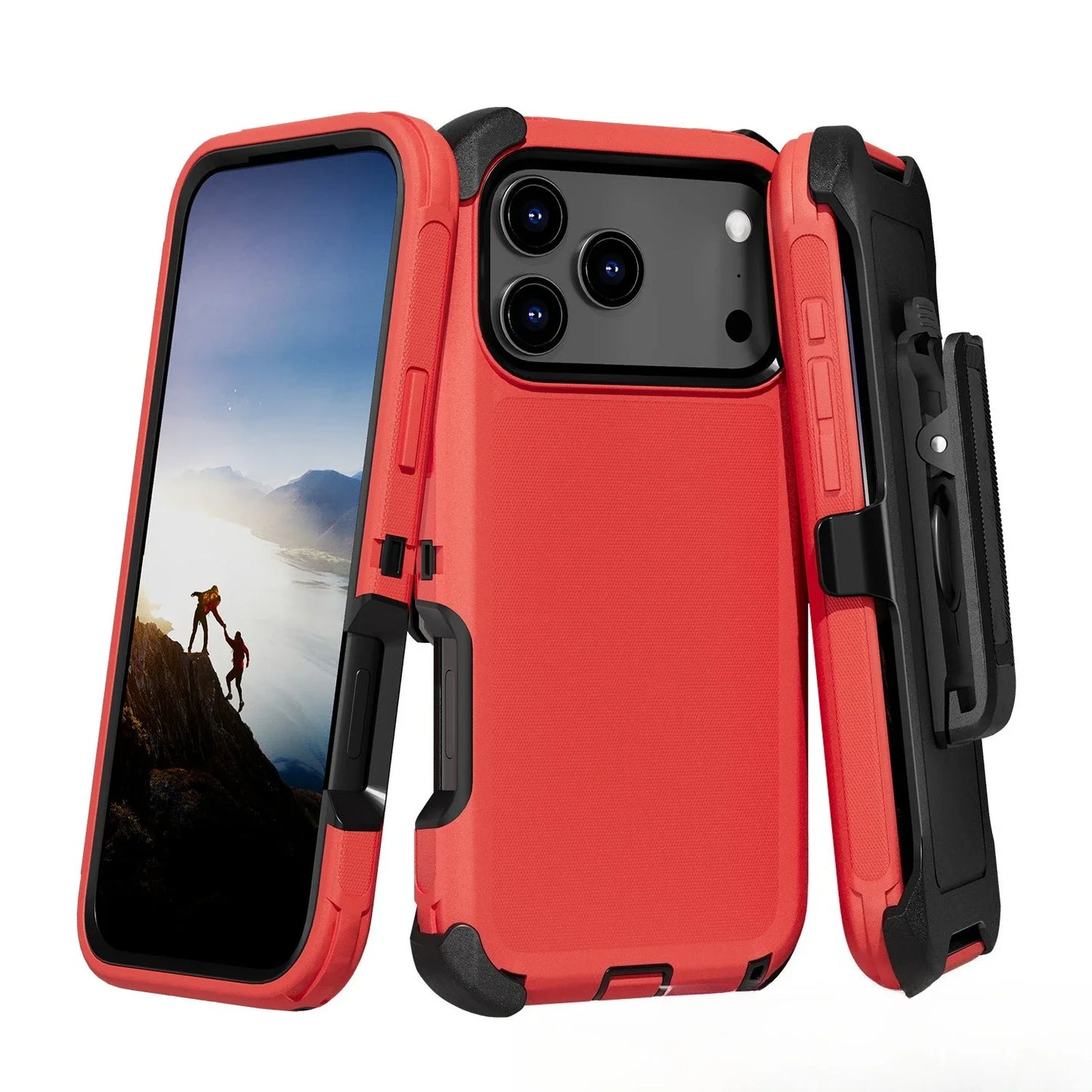 Étui Blindé Antichoc Bicolore avec Clip de Ceinture – Protection Renforcée pour iPhone 13 à 17 Air
