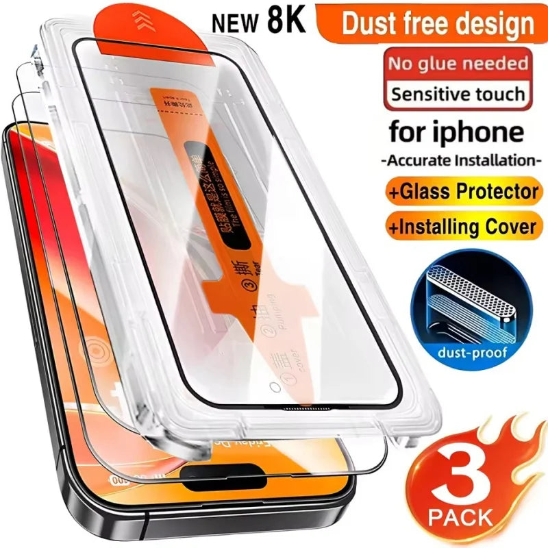 Lot de 3 protections d’écran en verre trempé HD pour iPhone
