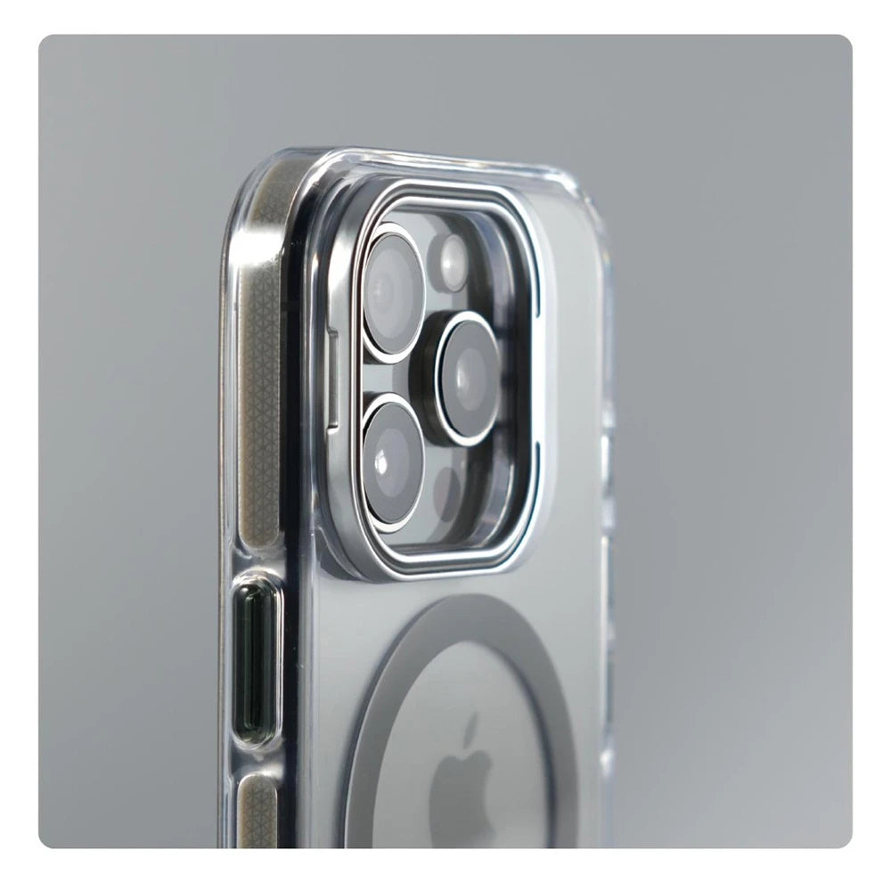 Coque pare‑chocs transparente de luxe MagSafe avec protection d’objectif, compatible iPhone 12 / 13 / 14 / 15 / 16 / 17 (base, Plus, Pro, Pro Max, Air) avec support intégré pour une protection élégante au quotidien.