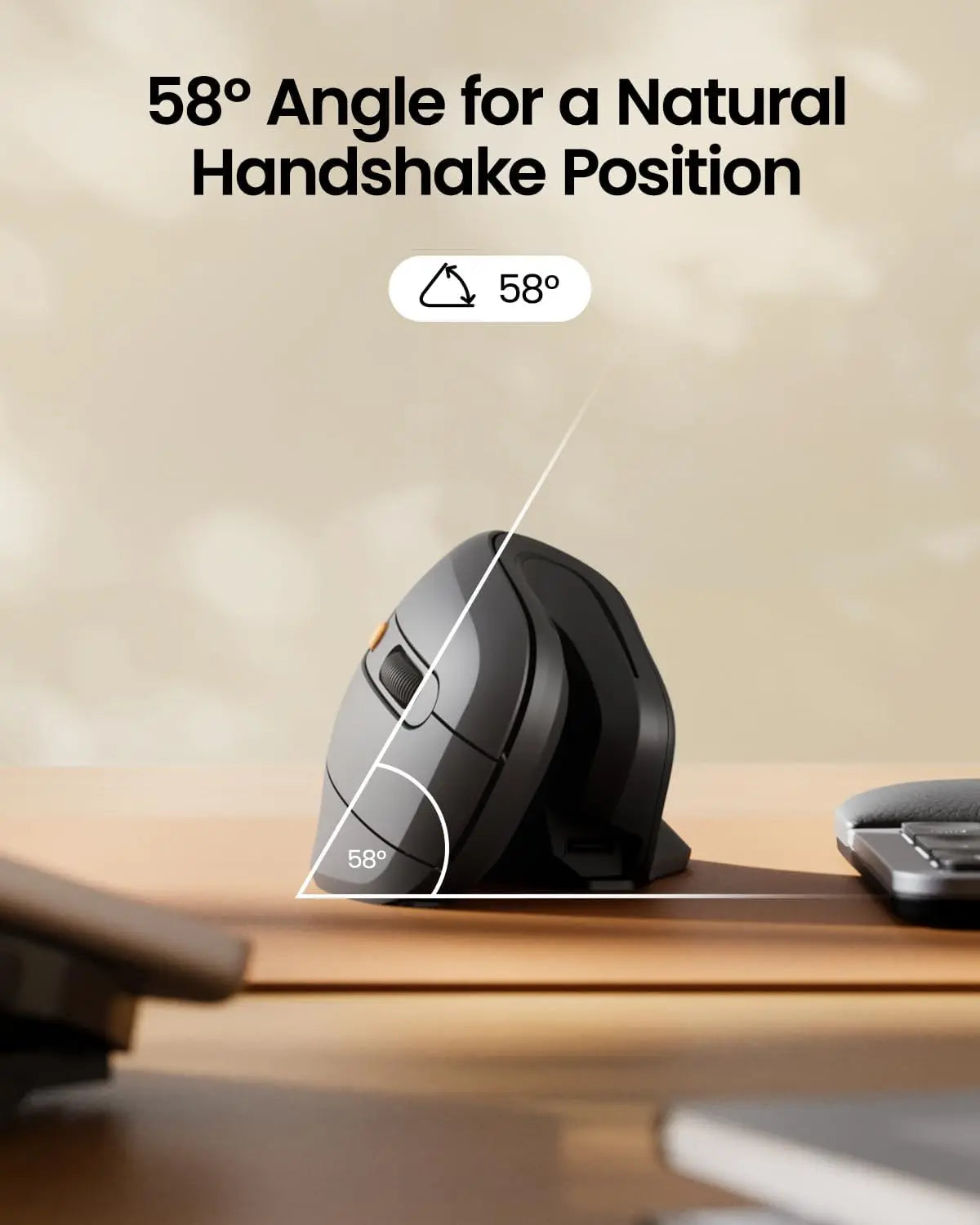 Souris Ergonomique 58° Sans Fil – BT1/BT2/2.4G – DPI 1000/1600/2400 – PC/Mac/iPad