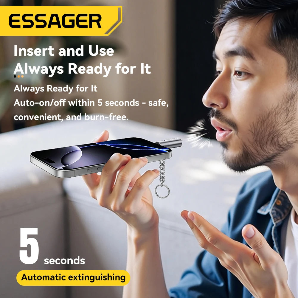 Mini Allume‑Cigare Électronique ESSAGER Type‑C – Sans Flamme, Chauffage Tungstène, Compatible OTG
