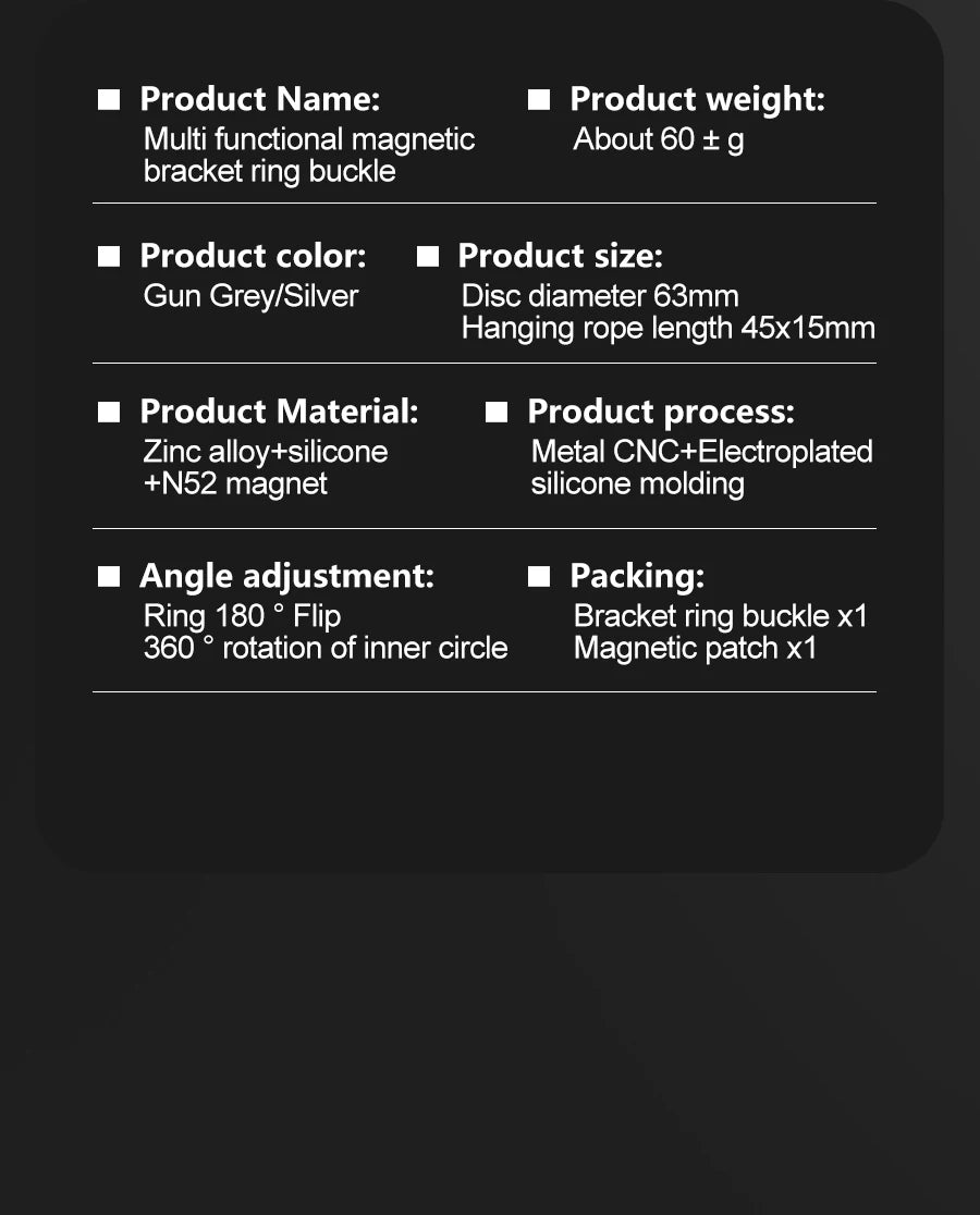 Support Magnétique 2‑en‑1 avec Anneau & Ventouse Silicone – Compatible iPhone / MagSafe