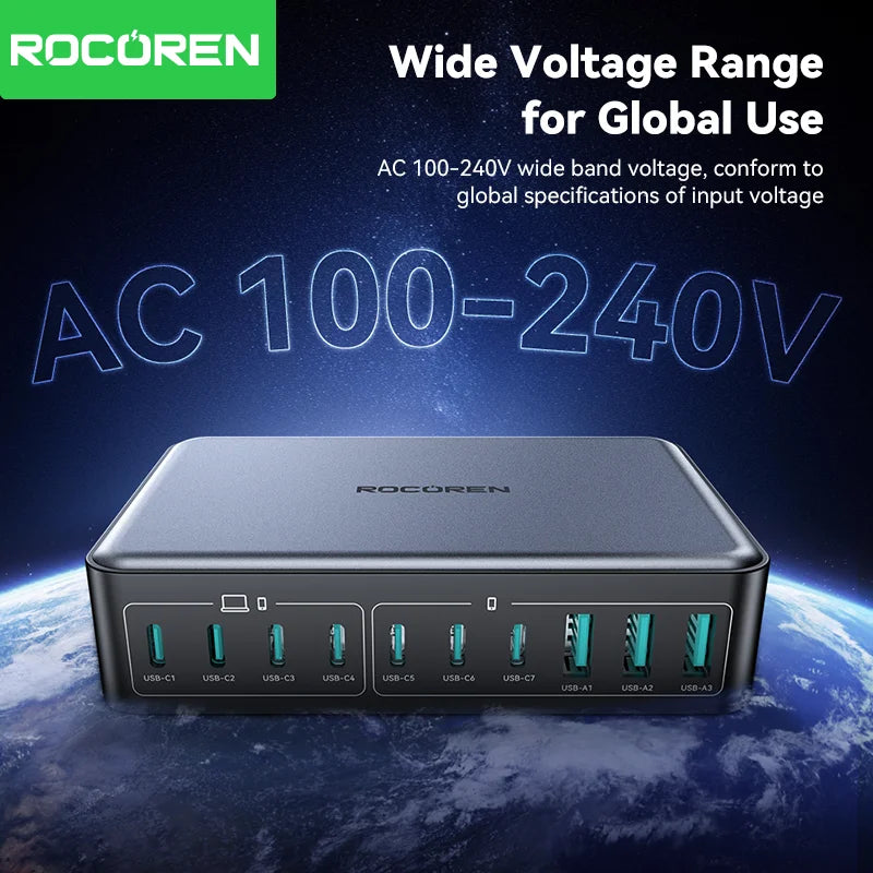 Rocoren Energy Station 400W – Chargeur GaN USB‑C 10‑en‑1 Portable pour Bureau