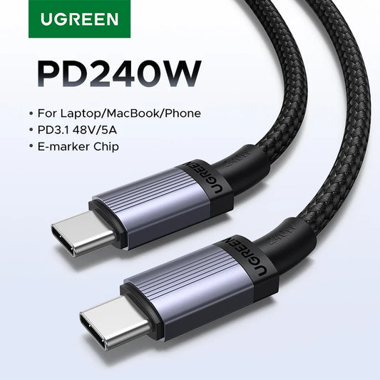 Câble UGREEN USB‑C vers USB‑C 240W – Charge Rapide PD 3.1 100W/240W