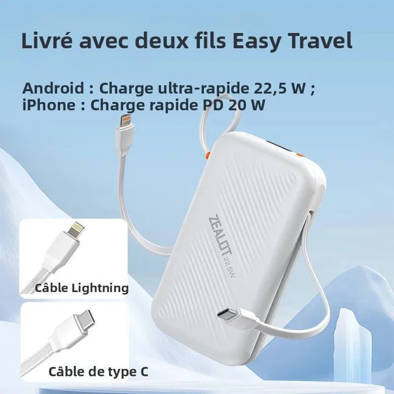 ZEALOT Y2200 – Power Bank 20000mAh 22,5W avec USB‑C + Lightning