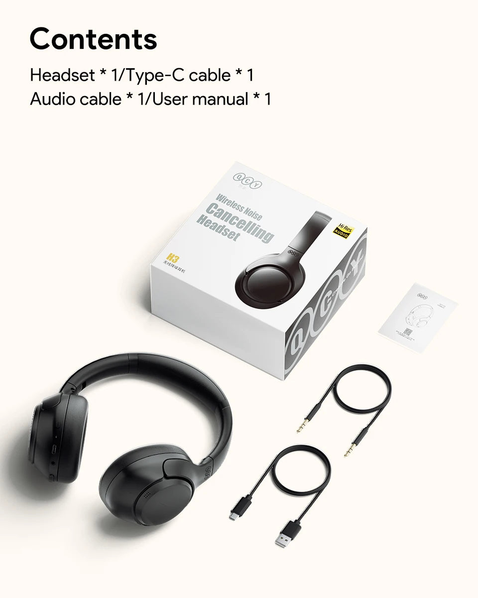 QCY H3 Hi-Res Audio Headphones for Gaming, Music and Calls.