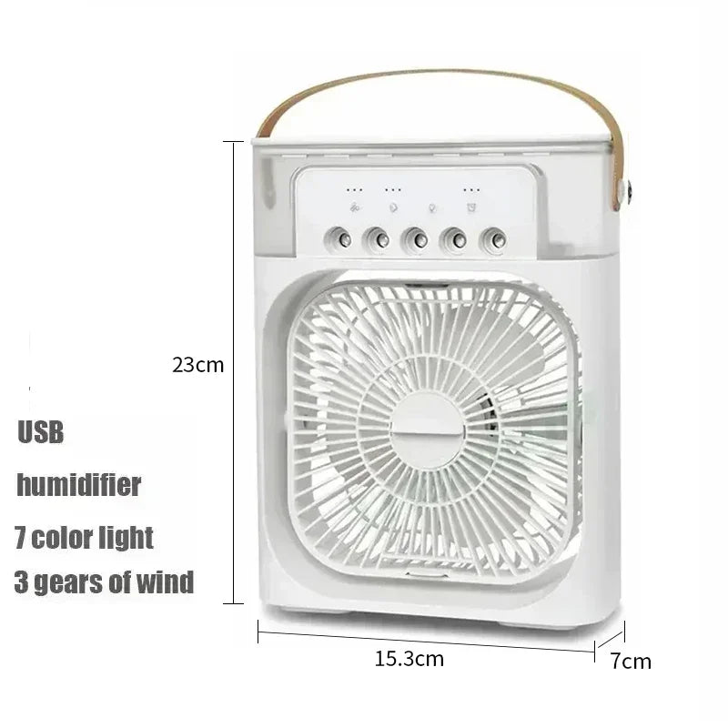 OIMG – Ventilateur Portable 3‑en‑1, Mini Climatiseur, Humidificateur & Veilleuse LED pour Maison et Bureau