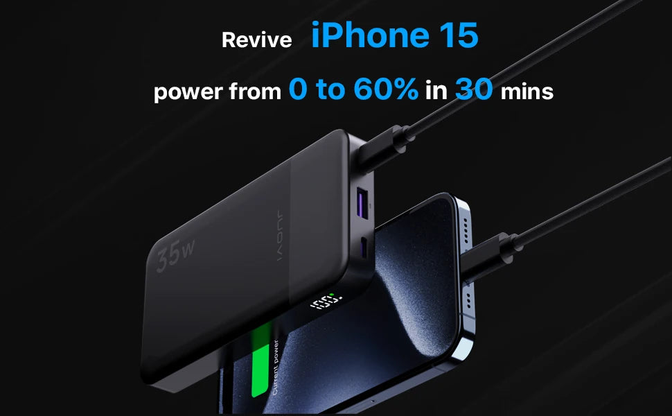 Batterie externe portable JUOVI 10000mAh, chargeur portable 35W à charge super rapide