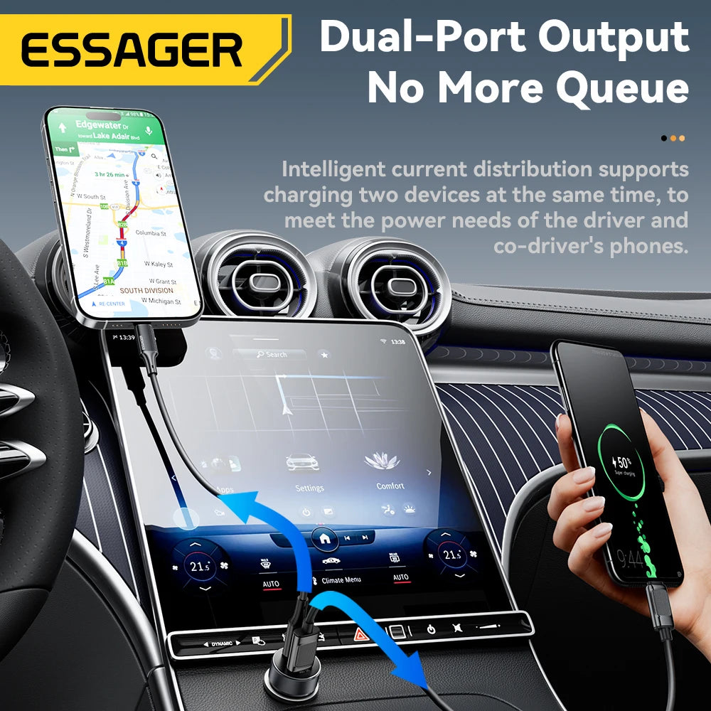 Chargeur ESSAGER USB‑A & Type‑C Charge Rapide PD 30W