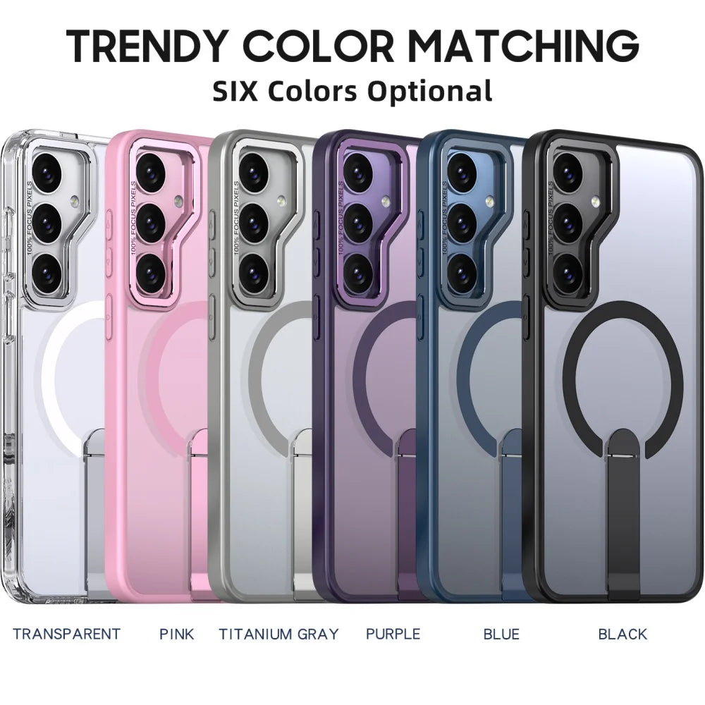 Coque Transparente Magsafe avec Support – Plusieurs Couleurs pour Samsung S26 / S25 / S24 / S23 Ultra / Plus / S24 FE